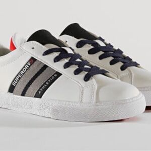 Superdry Vintage Court Trainers in White and Navy